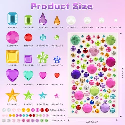 Gem Stickers, 6124Pcs Self-Adhesive Face Gems, Acrylic Rhinestone Stickers for