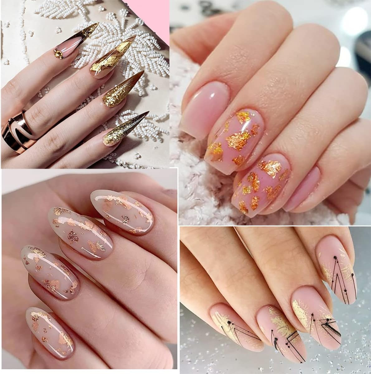 12 Colors Glitter Foil 3D Ultra-Thin Gold Aluminum Flakes Sparkling Design Nail