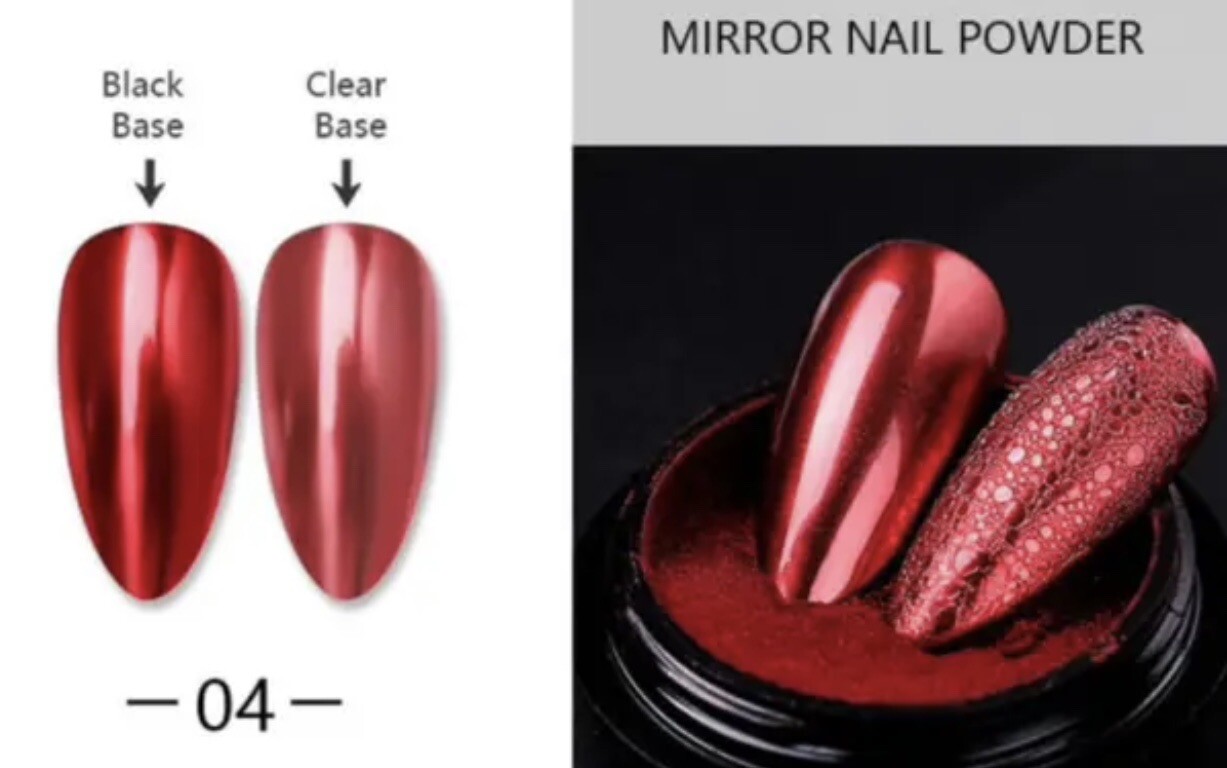 Red Mirror Powder Chrome Pigment Nail Art Christmas Mermaid Gel Polish Varnish