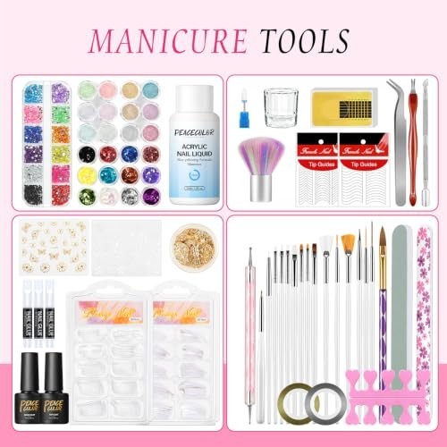 Acrylic Nail Kit with Drill and UV Light for Beginners DIY Home Salon