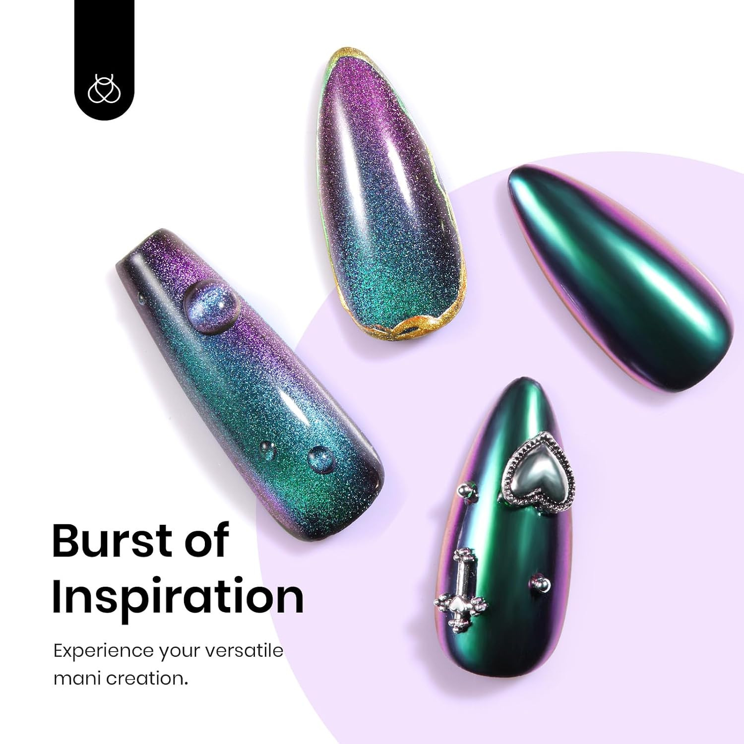 Cat Eye Chrome Nail Powder Set, 2 in 1 Holographic Effect | Chameleon Galaxy Pow