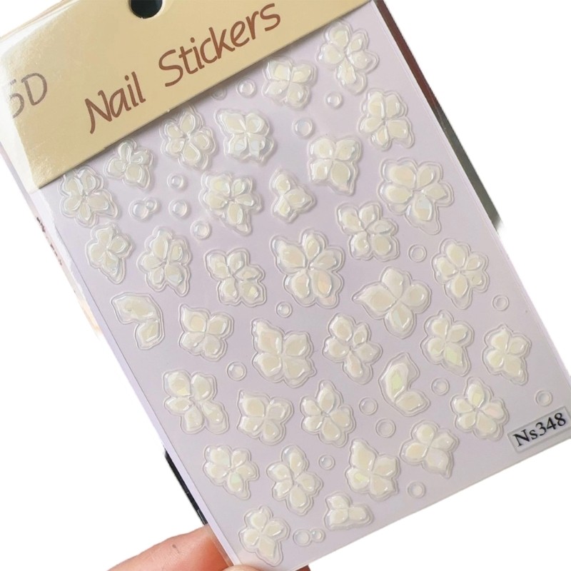 Chic 5D Floral Nail Stickers With Shell Glow Finish Quick And Easy To Use