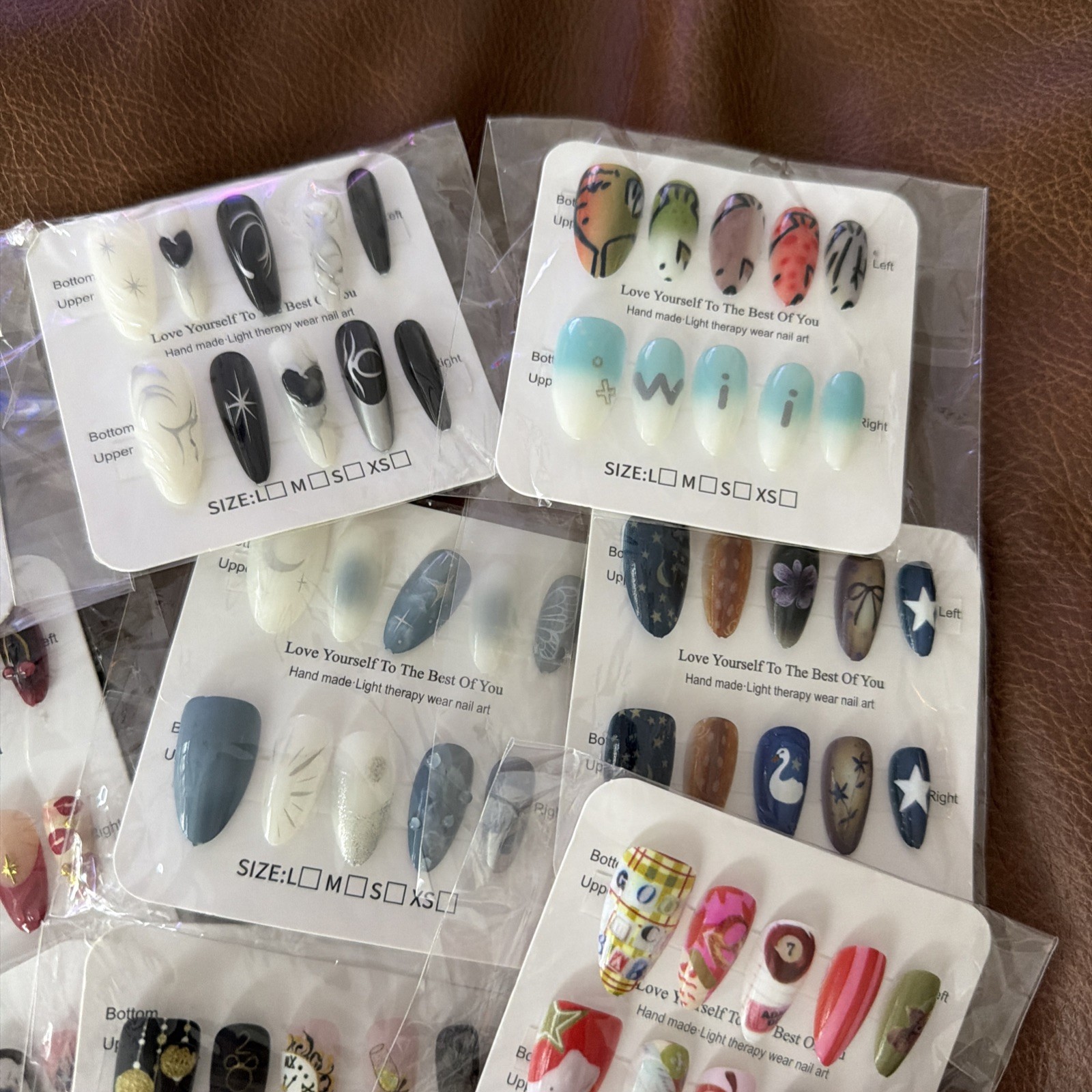 Handmade Press-On Nails Salon Reusable 16 Sets Of 10-Piece Nail Art Bulk Various