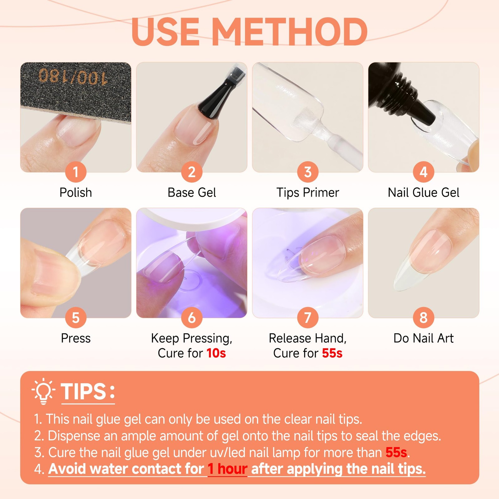 UNA GELLA Gel Nail Glue,30g U V/LED Lamp Required Super Strong Wide, Clear