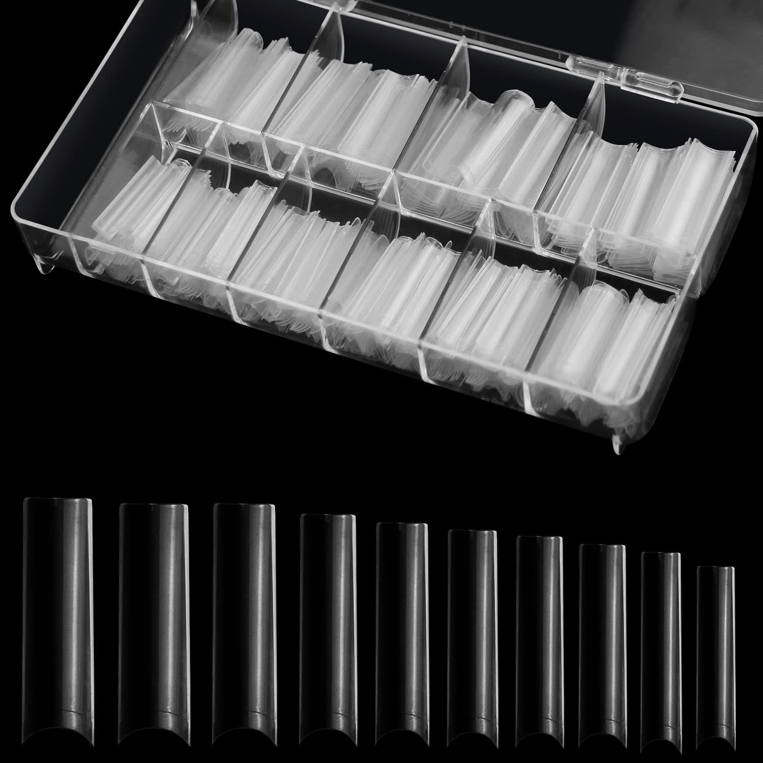 XXL Clear Square Nail Tips – 500 pcs Acrylic Fake Nails for Nail Salons & Techs