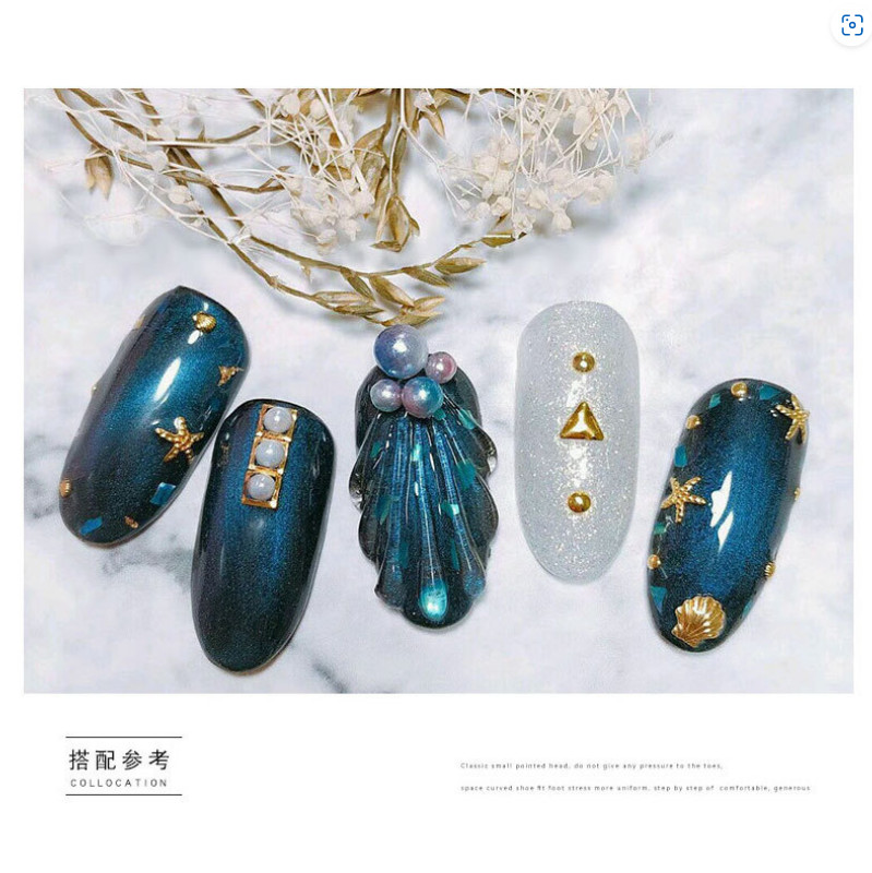 Mixed 3D DIY Hollow Gold Metal Moon Curved Punk Nail Art Decoration Rivet NH17