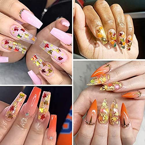 3D Fall Leaves Nail Art Glitter Sequins Laser Sparkly Maple Leaf Nail Glitter