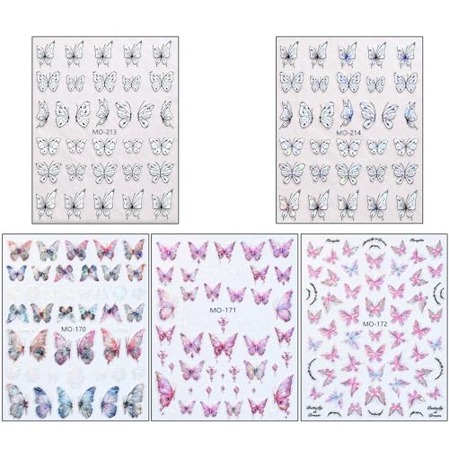 Butterfly Nail Art Stickers Decals 5D Engraved Butterflies Nail Self-Adhesive