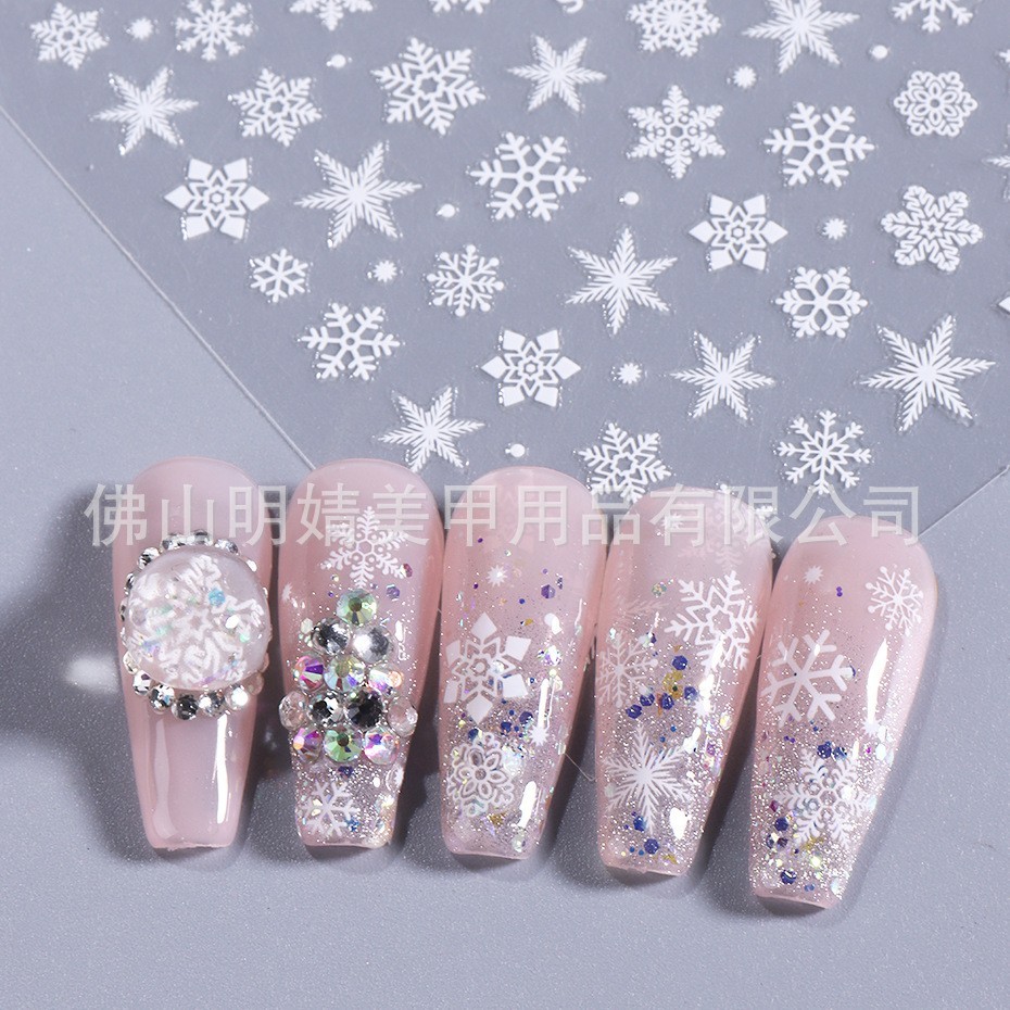 5Pcs Snowflake Star Christmas Nail Sticker Elegant Fashion Slide Decoration NH27