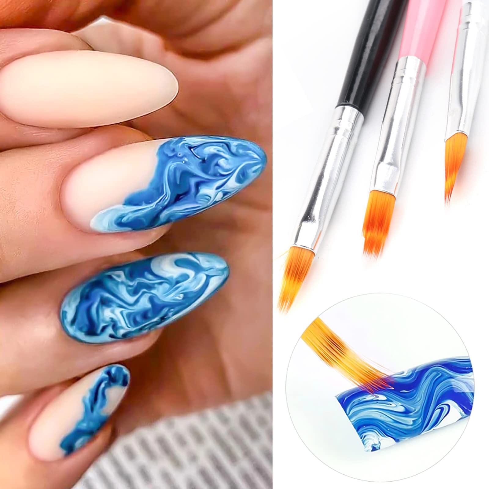 HYWWPFLAY 6pcs Ombre Nail Brush Nail Paint Pen for Lace Line Gradient Color O…