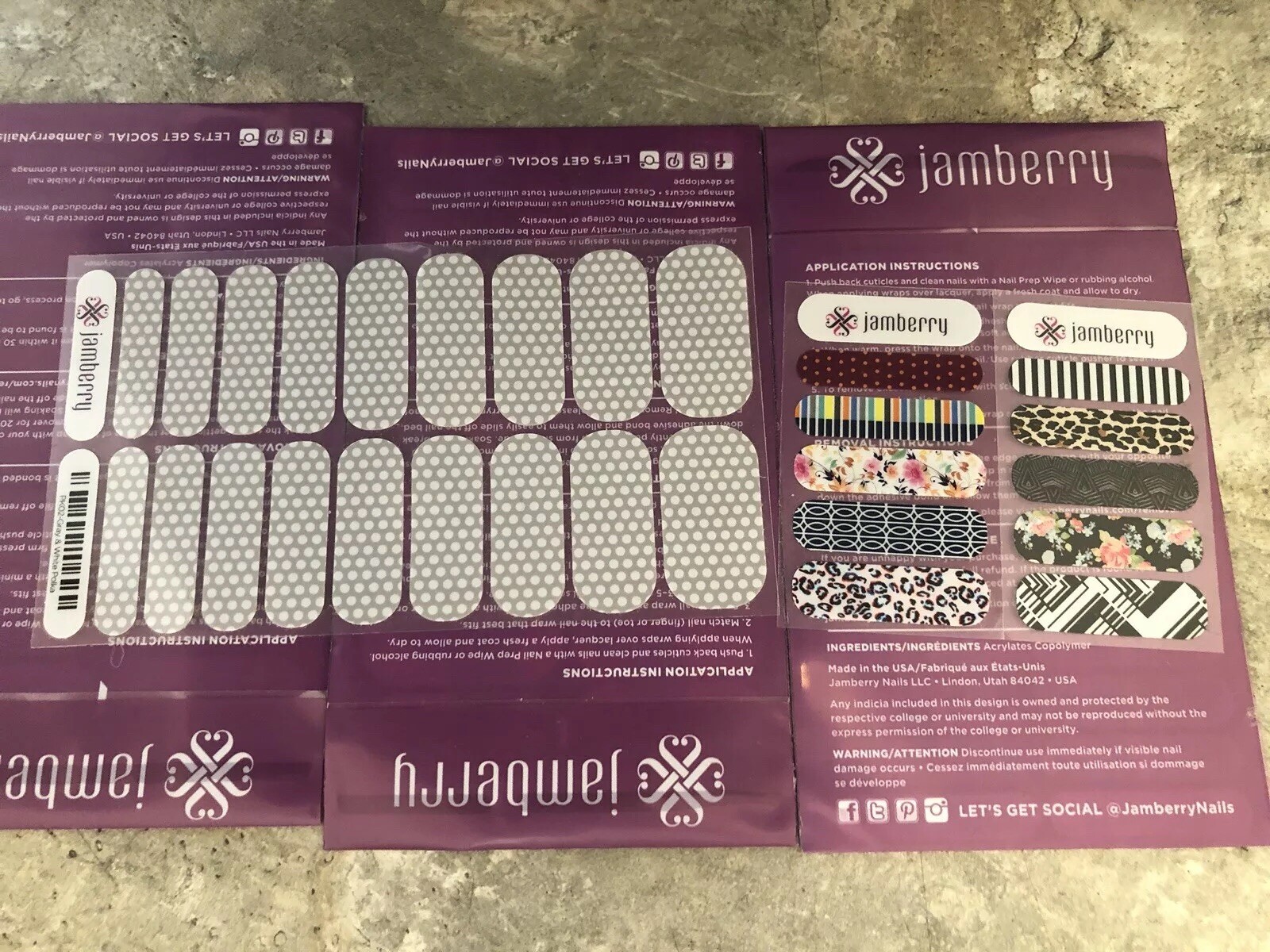 Jamberry Nails NEW Full Sheet Gray And White Polka Dot Bonus Mixed Sample Sheet