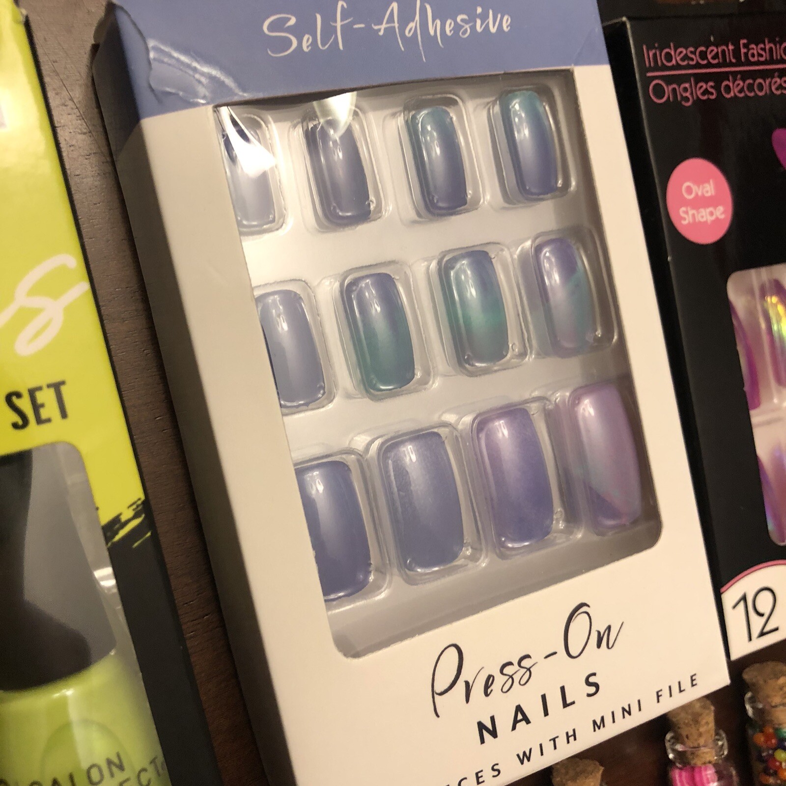 NAIL ART LOT 4X PRESS ON NAILS Adhesive Gems Food Miniatures Acrylic Jewels Jars