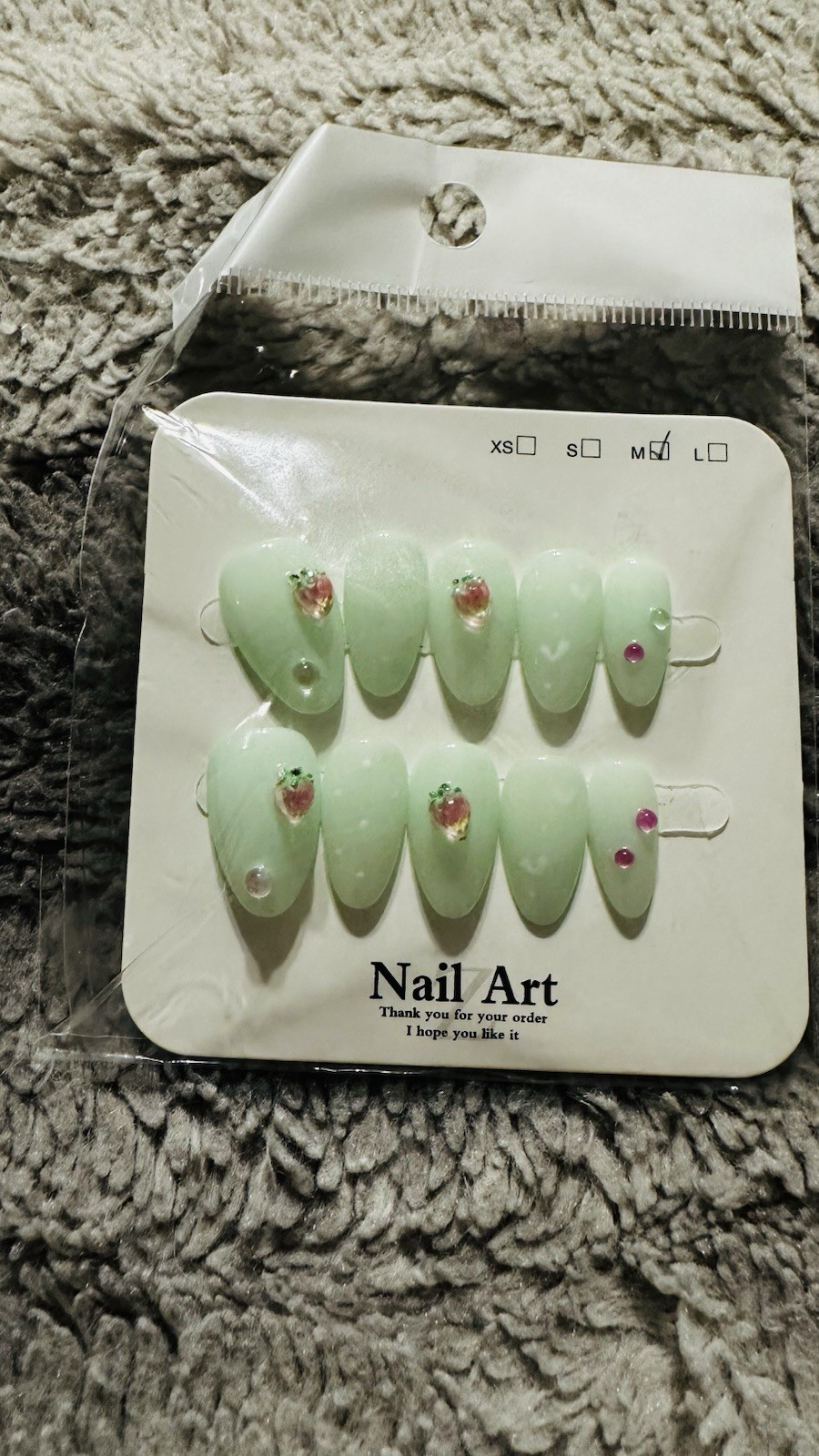 Medium Almond Press-On Nails Set, Glitter, Gold Black Green Silver Mint, Pre-De…