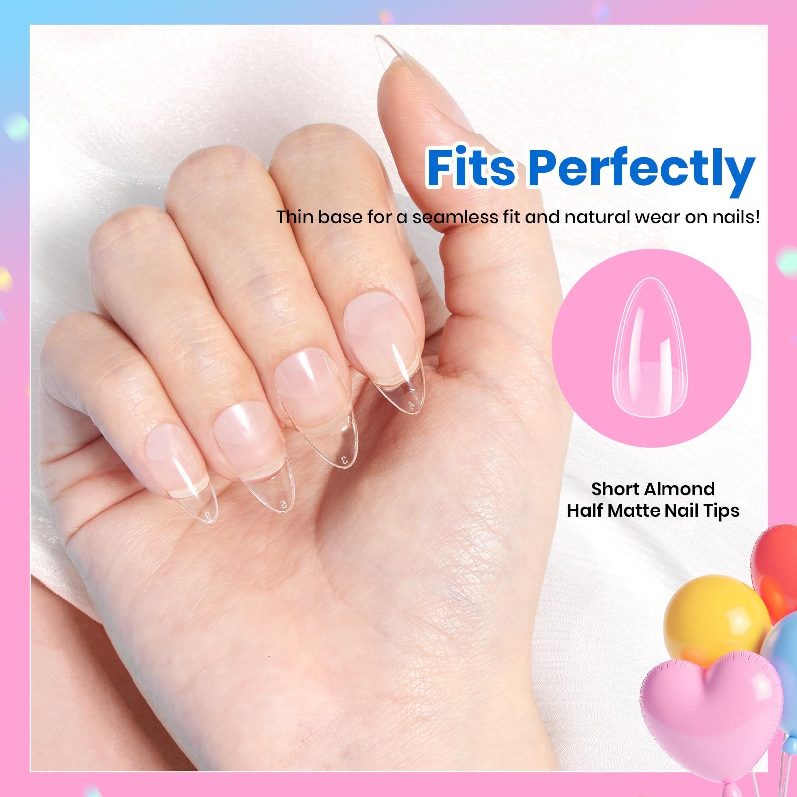 Beetles Soft Gel Nail Tips Short 12 Sizes, Almond 12 Sizes 288 PCS