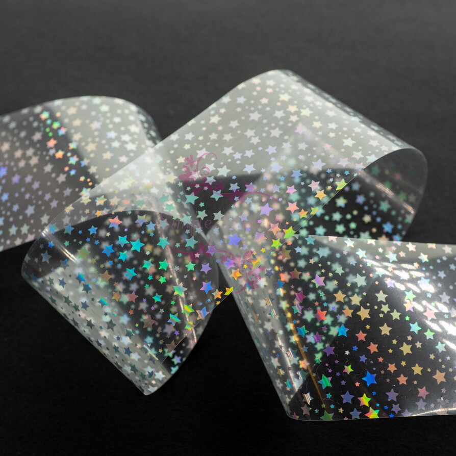 1 Roll 100m Nail Art Manicure Silver Laser Holo Star Transfer Paper Foil Decals