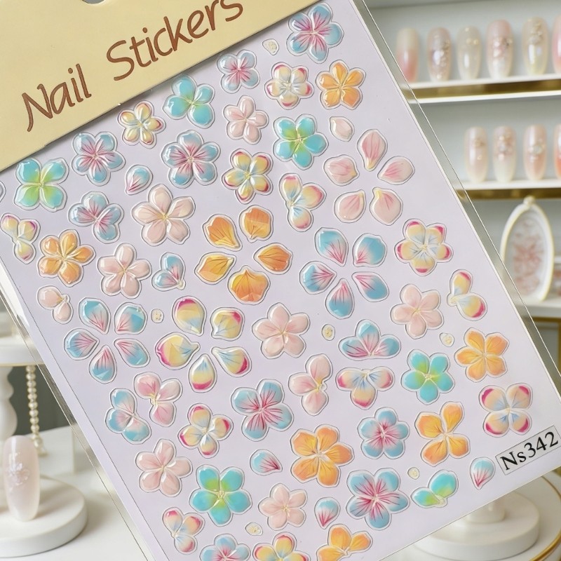 Chic 5D Floral Nail Stickers With Shell Glow Finish Quick And Easy To Use