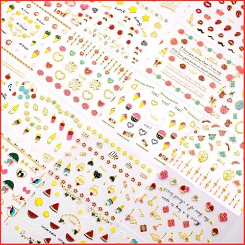 30 Sheets Nail Stickers for Nail Art 3D Self Adhesive Red Heart Valentine’s Day