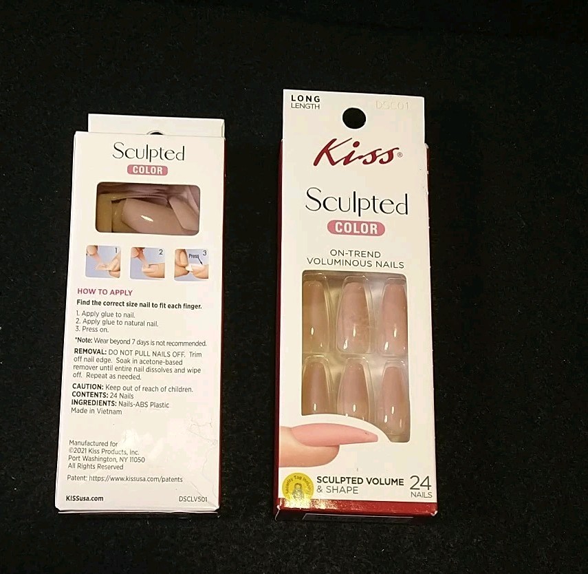 NWB Kiss Artificial Nails Light Mocha Rose Long Sculpted Volume Shape DSC01 Maze