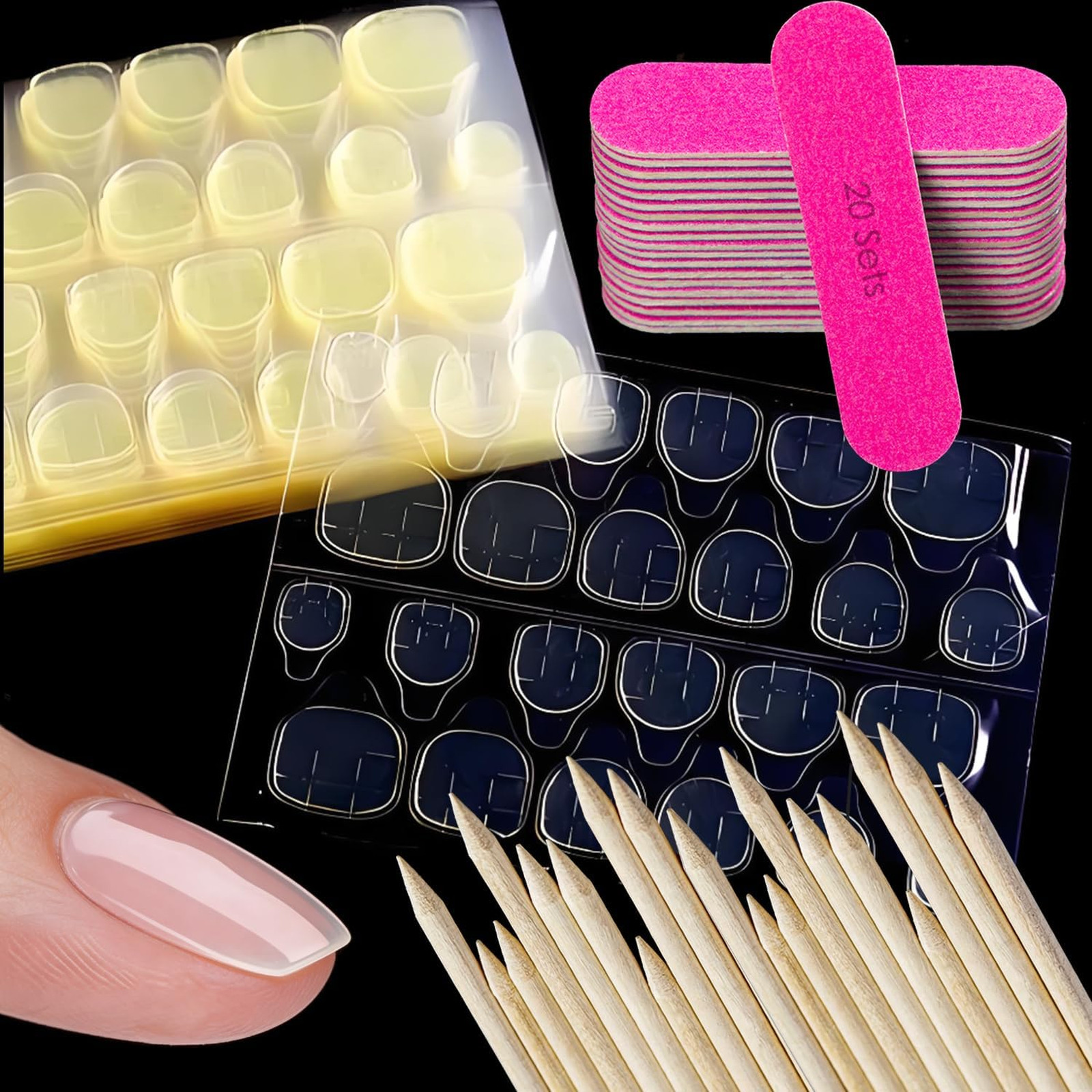 Press On Nail Adhesive Tabs, Waterproof 3mm Double Sided Stickers, 15 Sizes