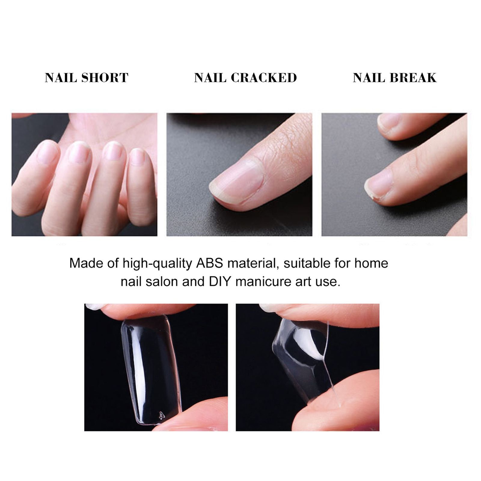 100PCS Fake Nails Tips Clear Acrylic Nail Tips Full Cover Half Cover False LNVA