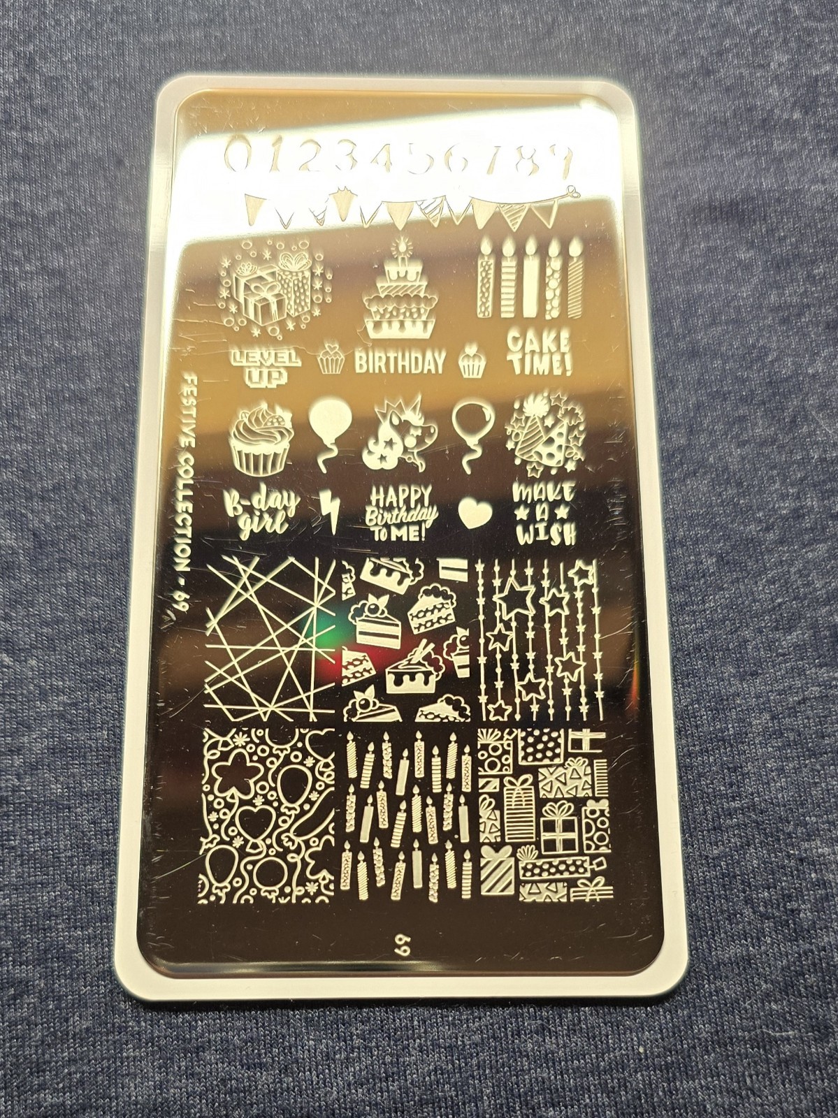 HTF MoYou London Festive Collection 69 Nail Stamp Plate Birthday Party New Year