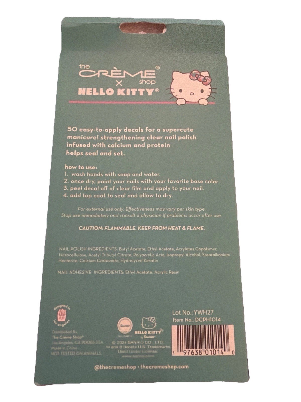 The Crème Shop x Hello Kitty Nail Decals Set 50 Stickers + Clear Polish NIB