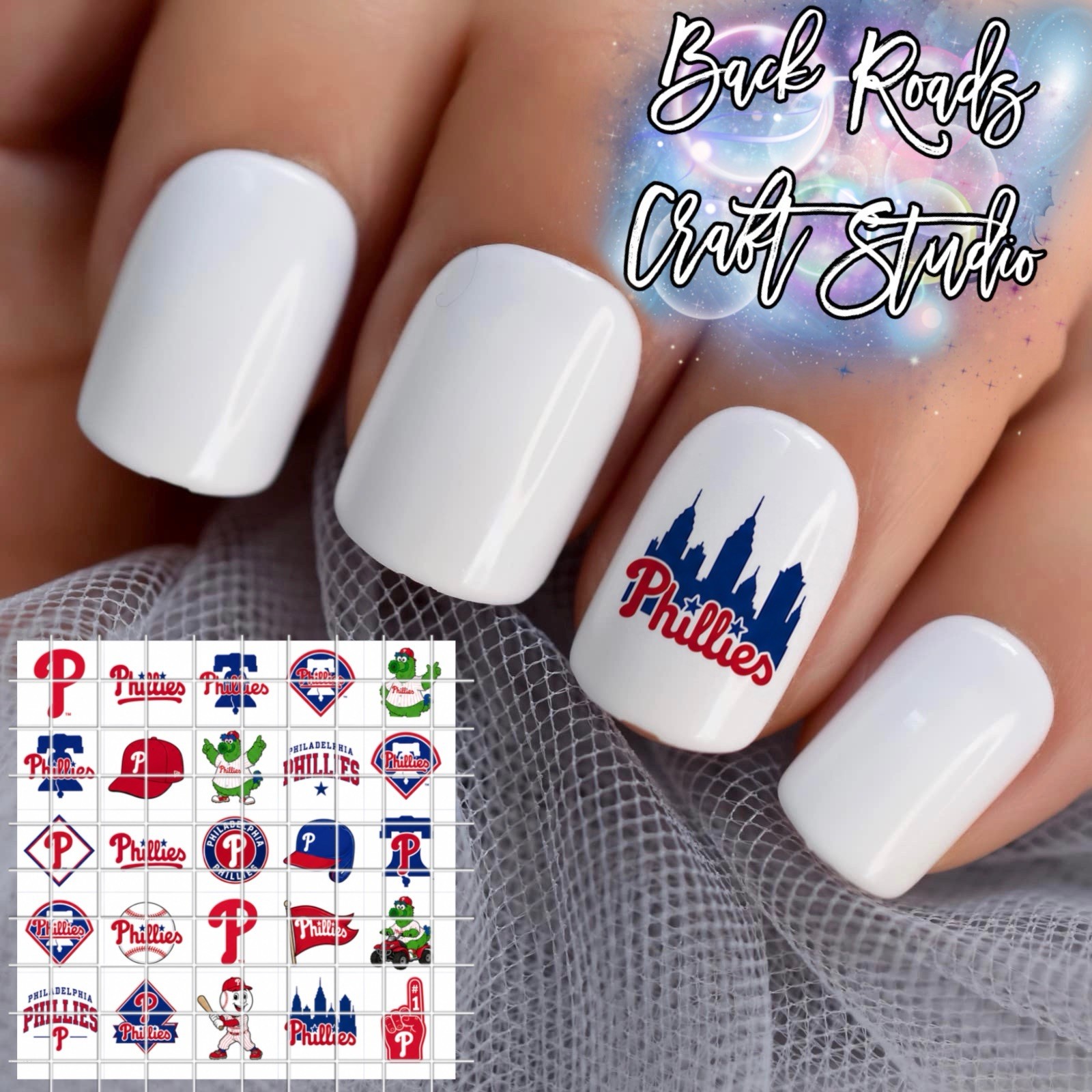 Philadelphia Phillies Waterslide Finger Nail Decals Instructions Bonus set of 50