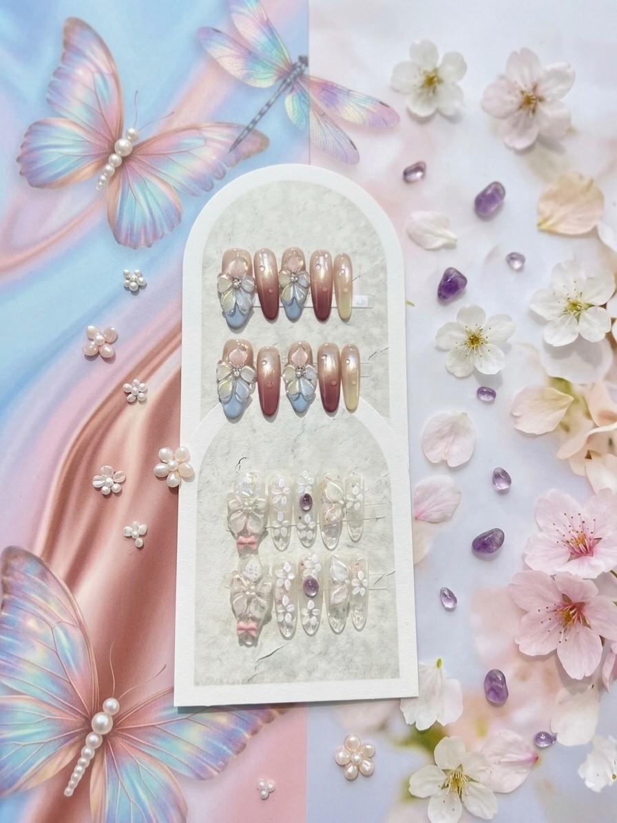 2 sets of Elegant Pastel Blue Pink Floral