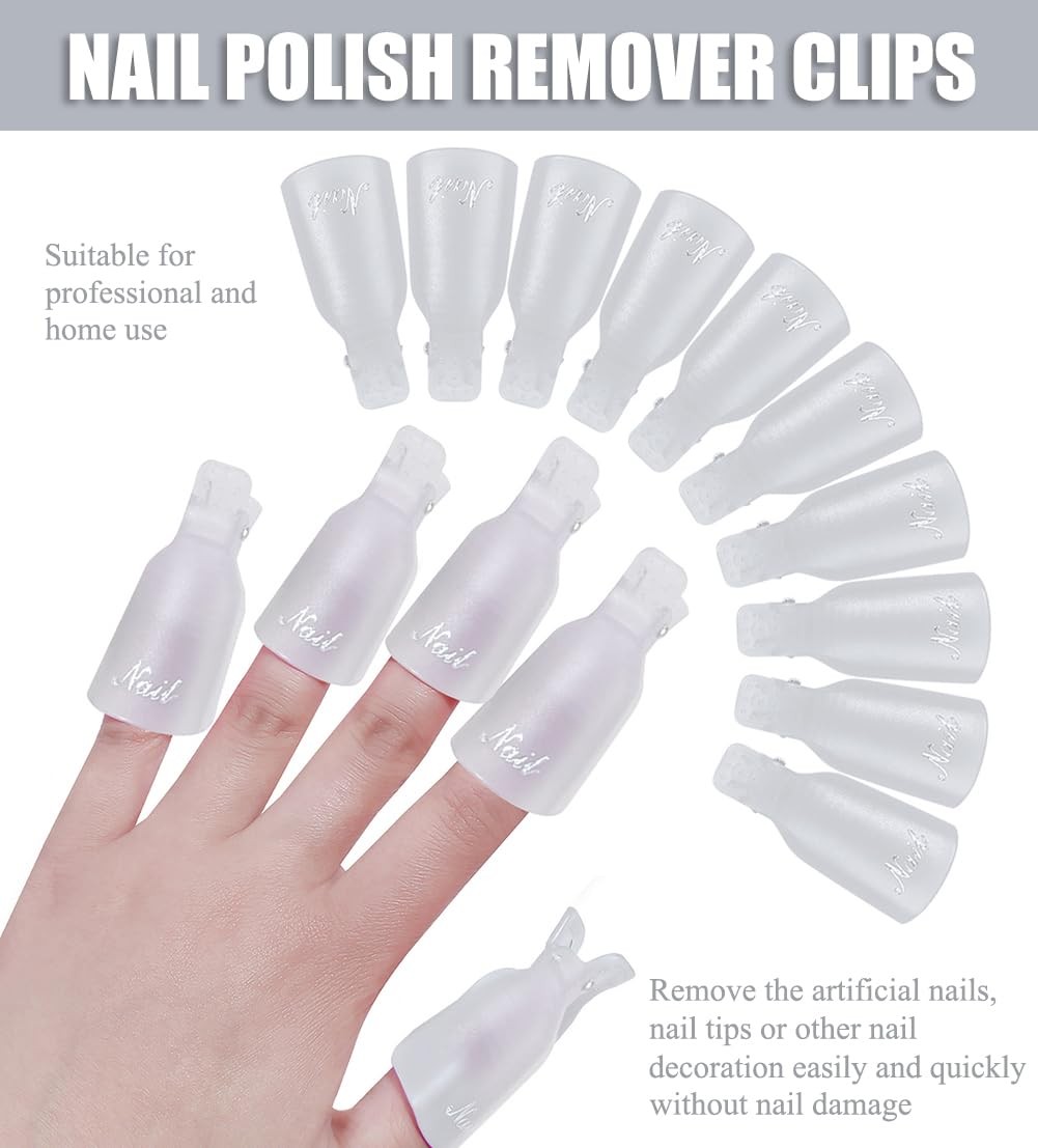 AKOAK 10 Pcs Plastic Acrylic Nail Art Soak Off 10 Count (Pack of 1), White