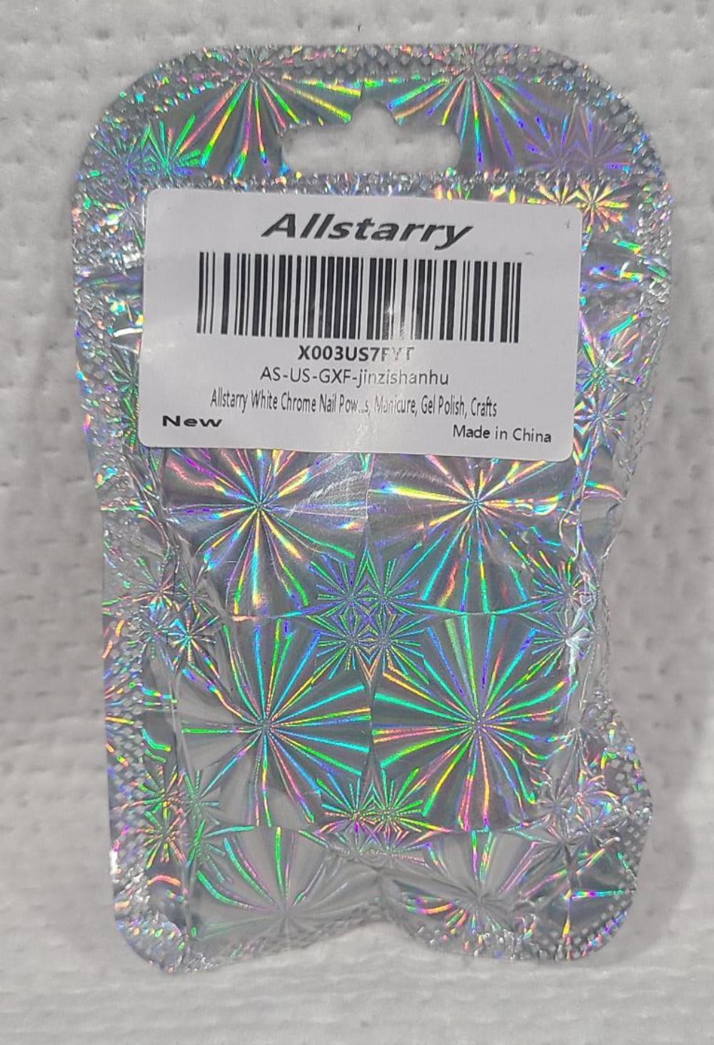 Allstarry Unicorn Chrome Nail Powder, Aurora Mermaid Iridescent White Pearl Nail