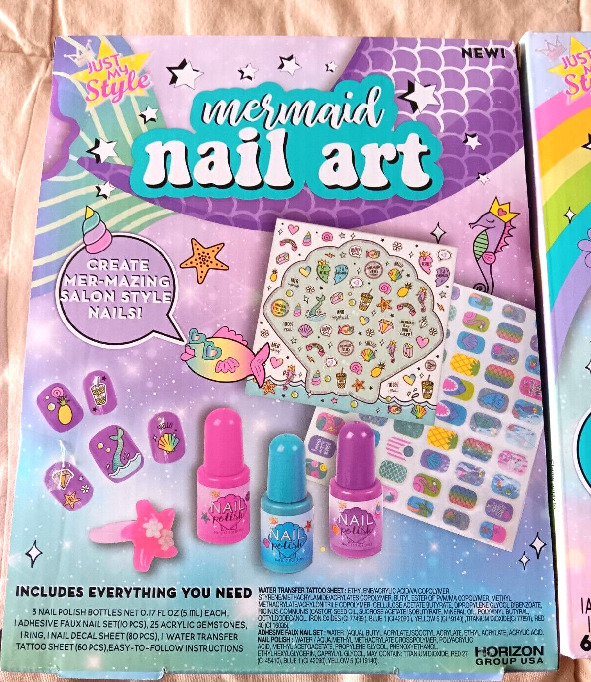 Mermaid Nail Art Lot Salon Style Faux Nails Ring Polish Gemstones Decals Tattoo