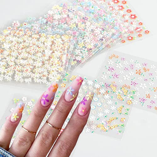 30Sheets Colorful Flower Nail Art Stickers Decals 3D Self Adhesive Nail