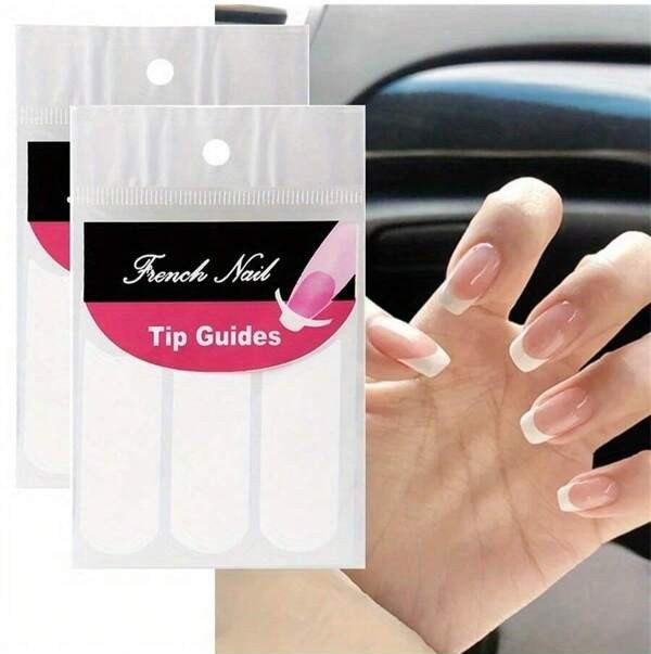 French Manicure Nail Guides 2 Sheets Stickers Stencil Tips Nail Tips