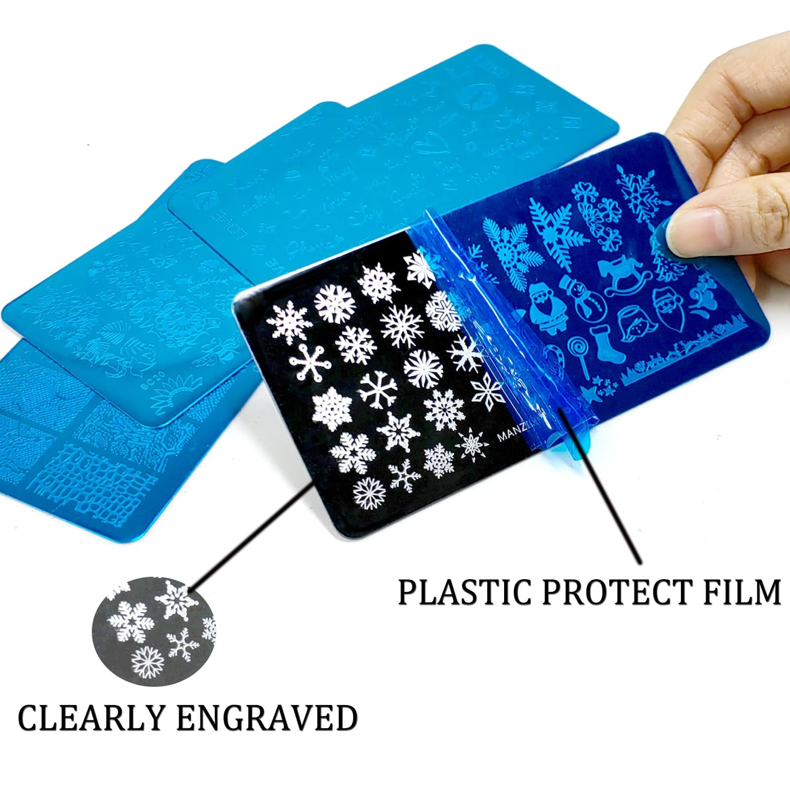 Nail Stamper Plate Kit, 4x Nail Stamping Plates +Dual-end Silicone Nail Art S…