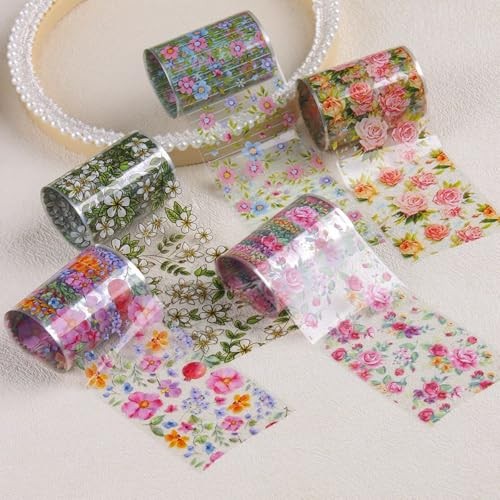 10 Rolls Flower Nail Foil for Nail Art Colorful Spring flower nail stickers-2