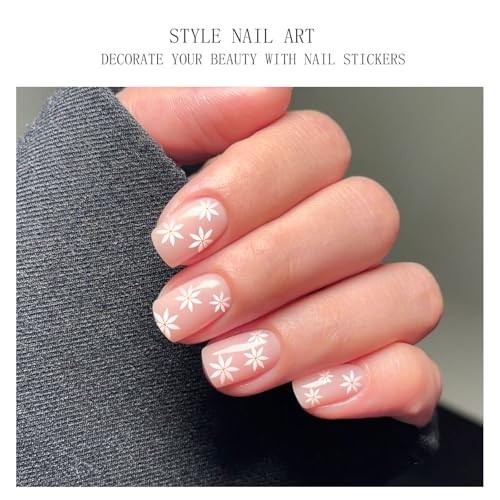 Gel Nail Stickers Cream Pink White Flower Semi Cured Gel Nail Strips Wraps