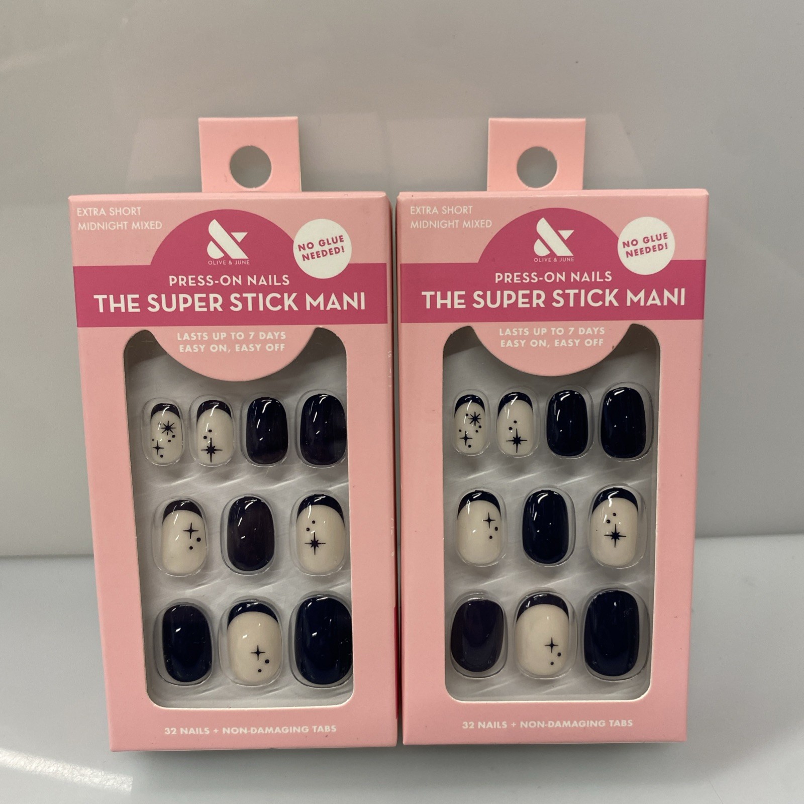 2X Olive & June Press-Ons Nails Extra Short Midnight – 32 CT