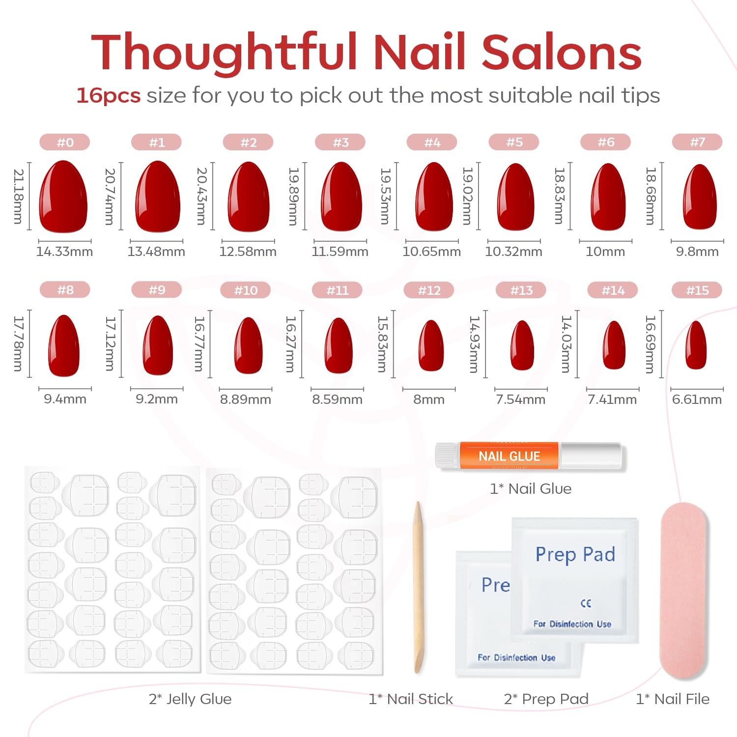 Modelones Red Press on Nails Almond, Spring Short Almond Fake Nails, Nail Kit…