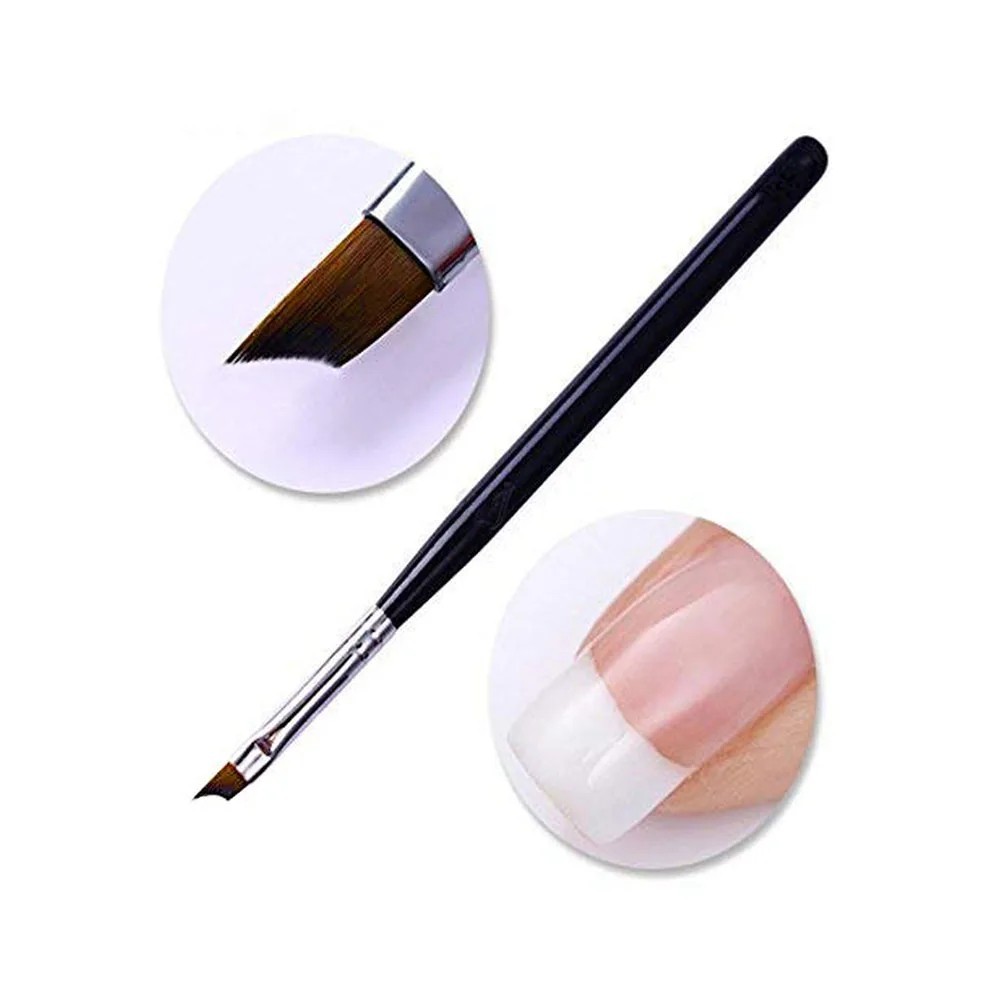 1pcs 16cm French Nail Brush Oblique French Tips Pen Black Handle Smile Brushes