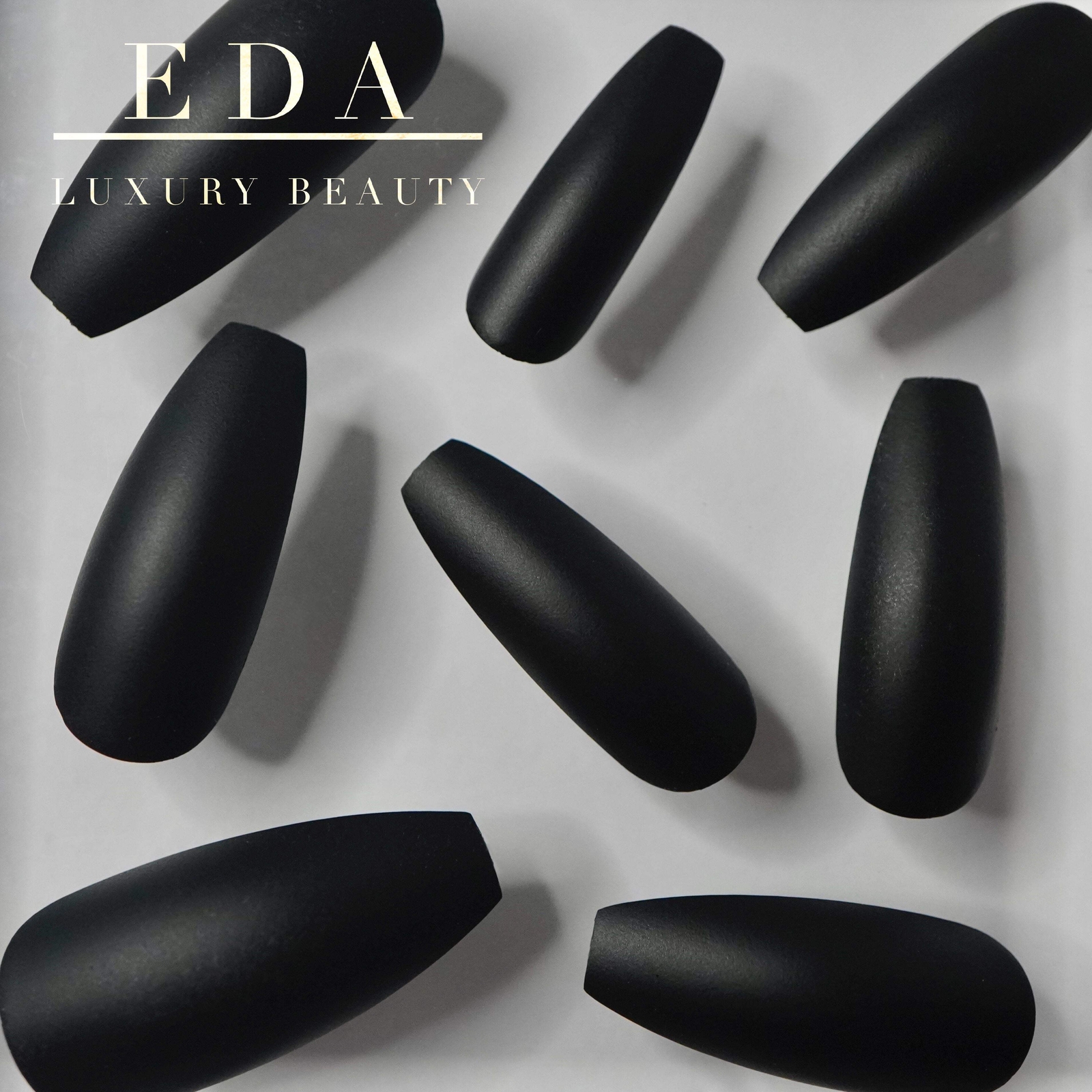 Black Matte Halloween Design Coffin Ballerina Extra Long Press On False Nails