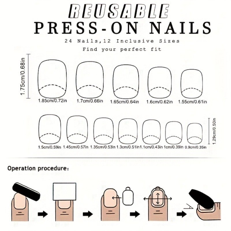 40 Pieces of Glossy Fake Nails – Short Ballet Nail Tips | Mixed with 6 Colors