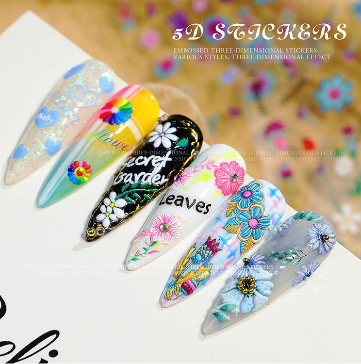6 Sheets Set Happy Face Food Cookie Flower Decal Manicure Nail Art Stickers NH6