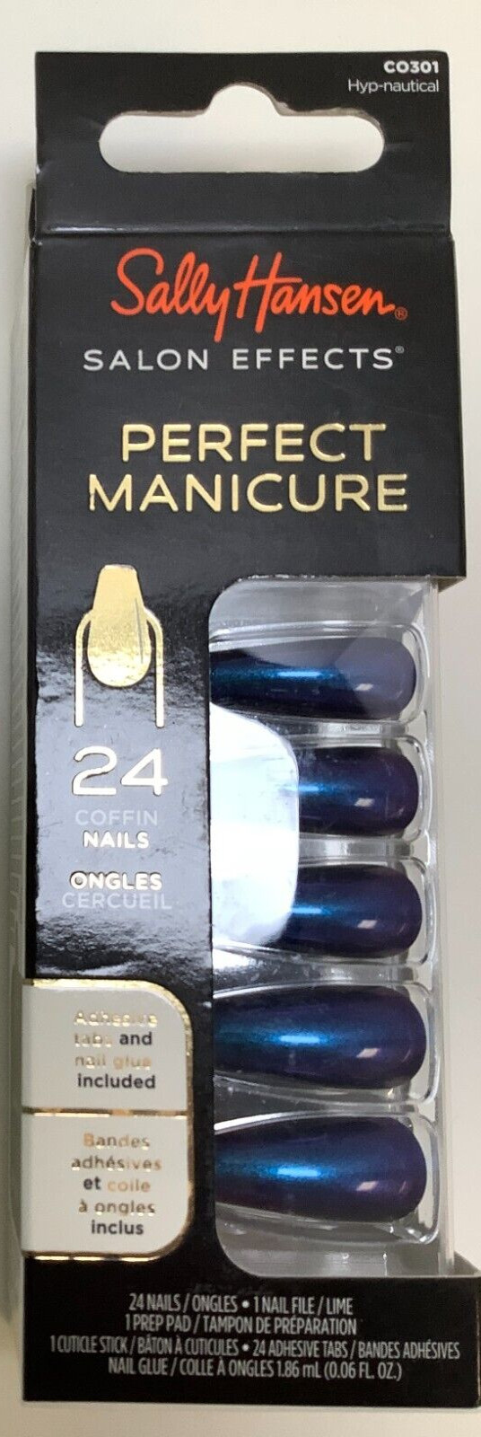 Sally Hansen Salon Effects Perfect Manicure, Coffin Nail, Hyp-nautical, 4 Pack