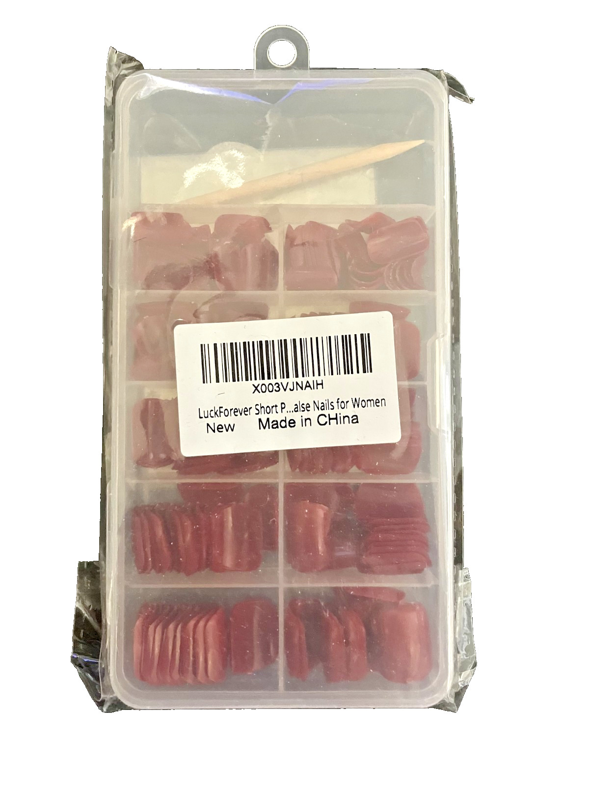 Luck Forever Press-On False Finger Nails Short/Square Red/Burgundy 200 Ct. Seal