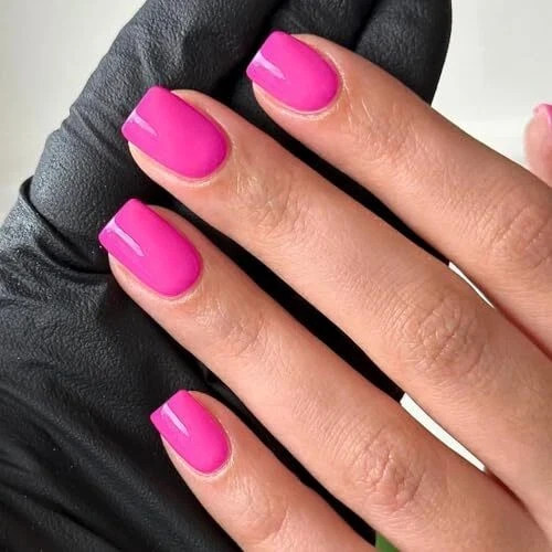 240pcs Short Press on Nails Full Cover Short Square Fake Nails Glossy Hot Pink