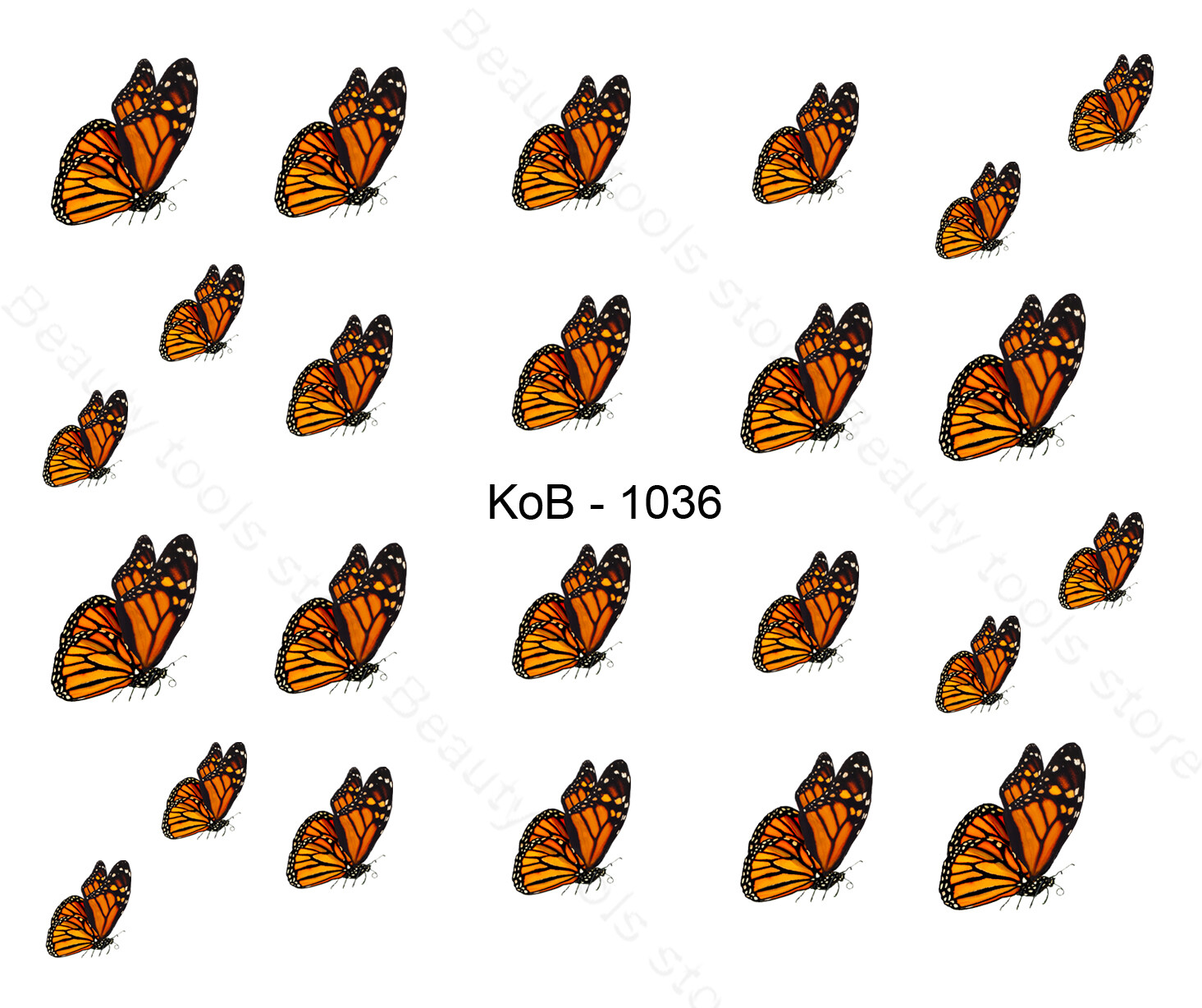 Nail Art Water Transfer Stickers Decal Pretty Monarch Butterflies KoB-1036