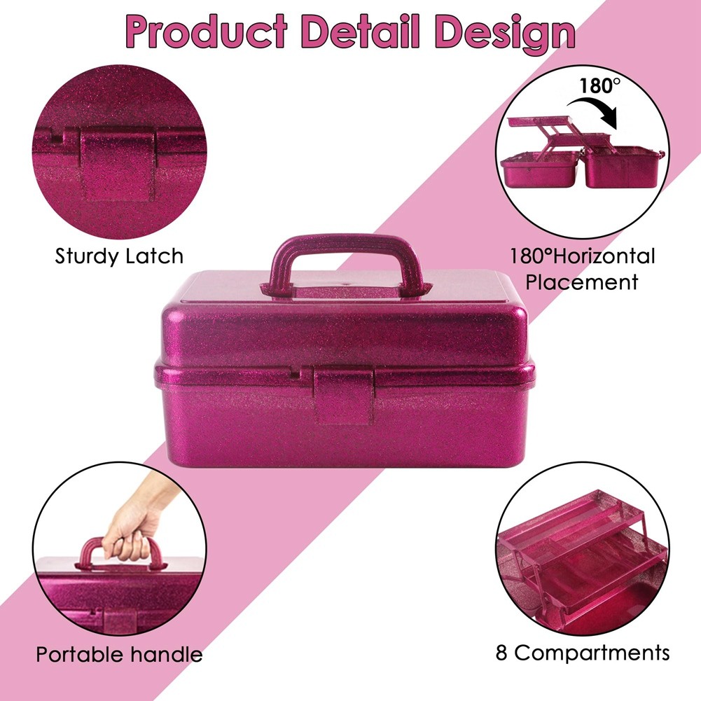 Glitter & Craft Tool Storage Box,3-Layer Stackable Carry Tackle Box Sewing5900