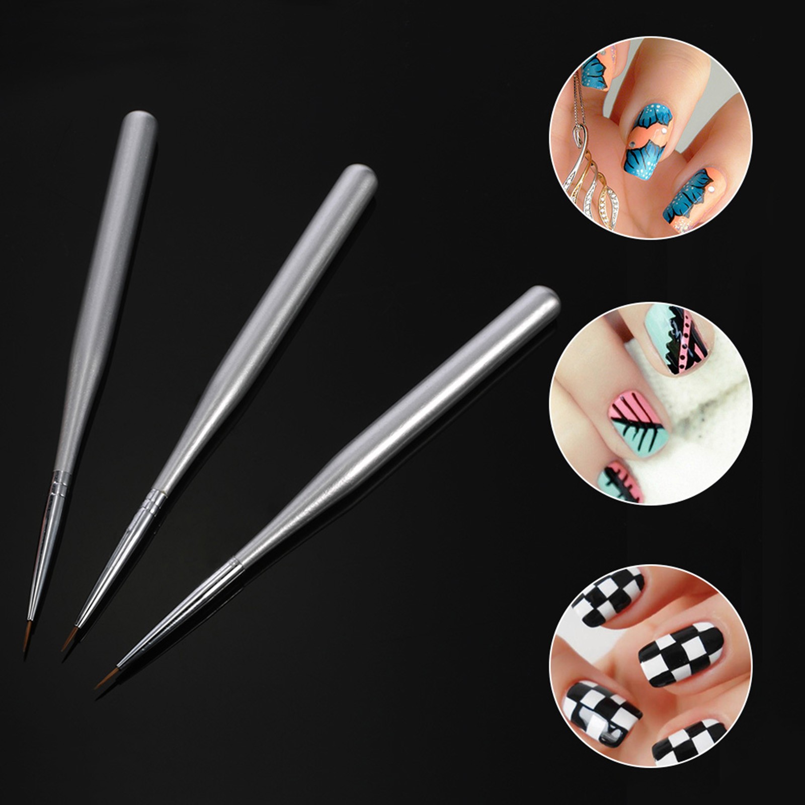 3pcs/set Professional Acrylic Nail Art Brush Set Nal Art Painting Brushes AVRP