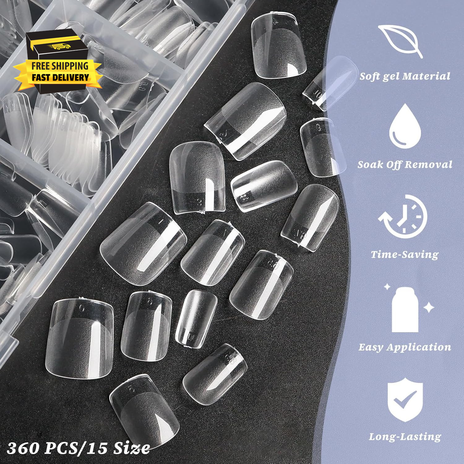 360Pc Extra Short Square Nail Tips, Soft Gel Nail Tip Square Fake Nails Artifici