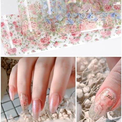 Flower Nail Foil Nail Design Stickers Decals Lace Nail Art Flowers Holographic